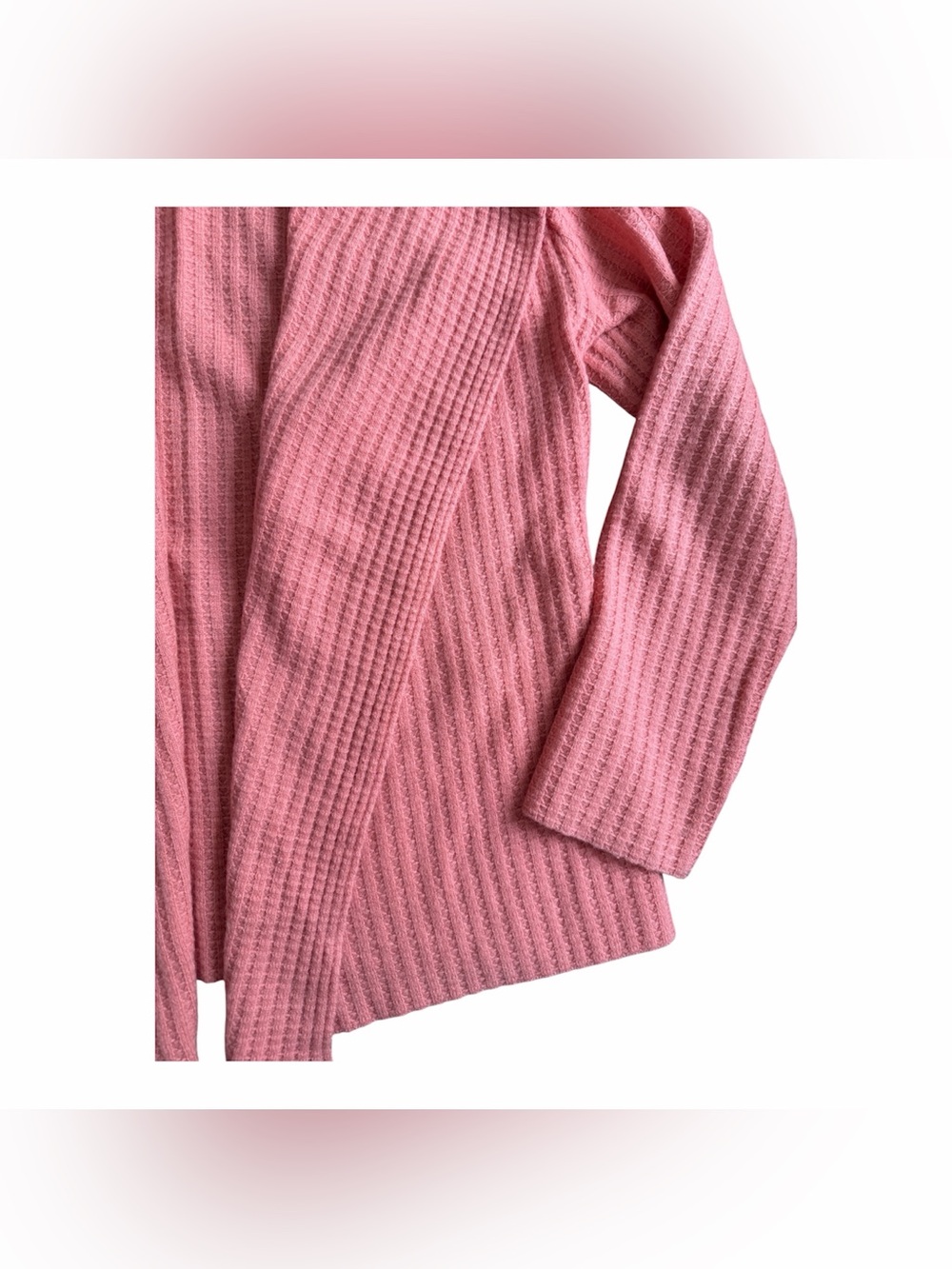 Garnet Hill Womens Pink 100% Cashmere Ribbed Knit Open Front V-Neck Cardigan M - Picture 3 of 7